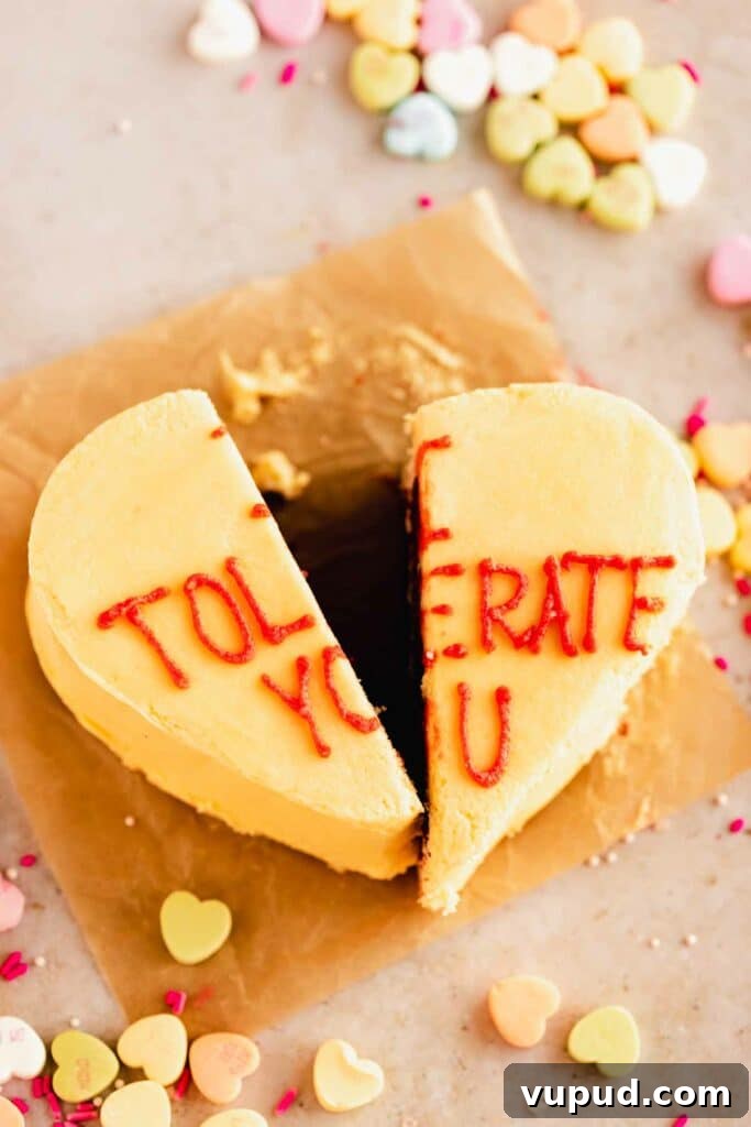 Red Velvet Mini Conversation Heart Cakes — Romantic Valentine Treats 4 I tolerate you anti conversation hearrt cake