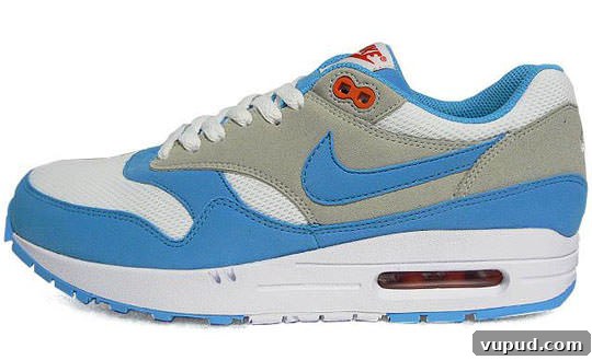 Nike Air Max 1 White & Columbia Blue-Grey – Classic Retro Sneaker 3 Nike Air Max 1 Columbia Blue/Grey-White