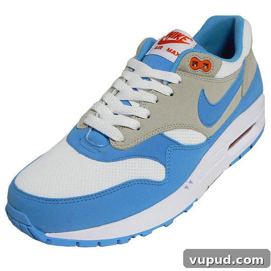 Nike Air Max 1 White & Columbia Blue-Grey – Classic Retro Sneaker 4 Nike Air Max 1 Columbia Blue/Grey-White
