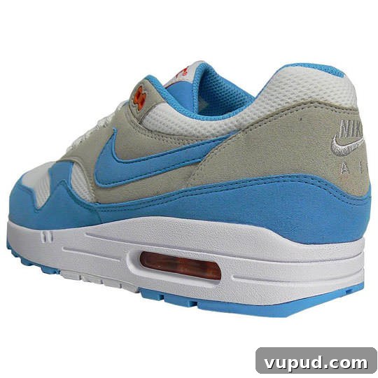 Nike Air Max 1 White & Columbia Blue-Grey – Classic Retro Sneaker 5 Nike Air Max 1 Columbia Blue/Grey-White