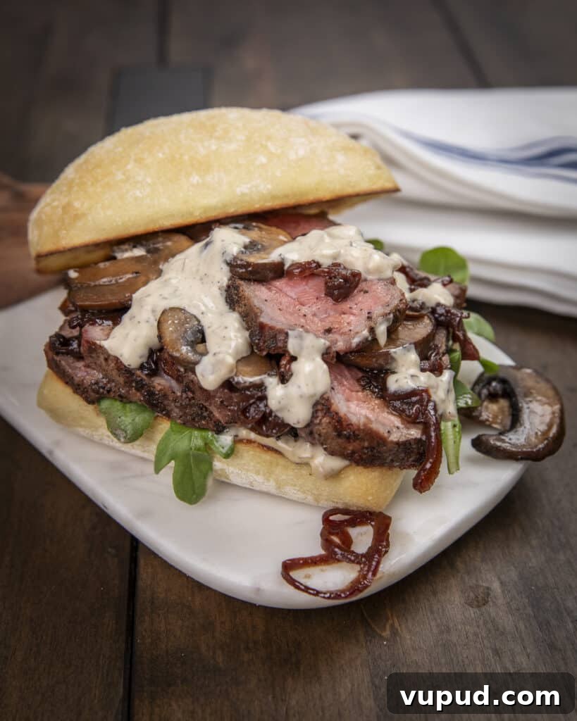 Steak Sandwich with Peppercorn Au Poivre Sauce 3 img 757 2