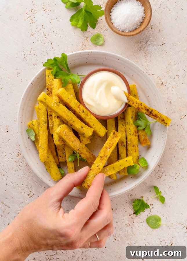 Crispy Parmesan Polenta Fries with Garlic Herb Dipping Sauce 2 Parmesan Polenta Fries // FoodNouveau.com