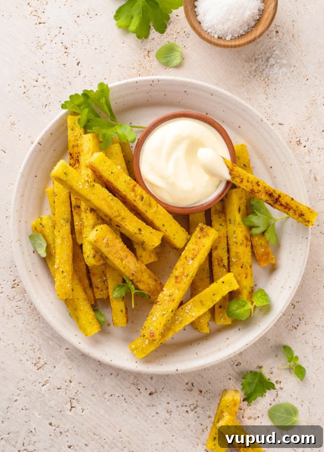 Crispy Parmesan Polenta Fries with Garlic Herb Dipping Sauce 3 Parmesan Polenta Fries // FoodNouveau.com