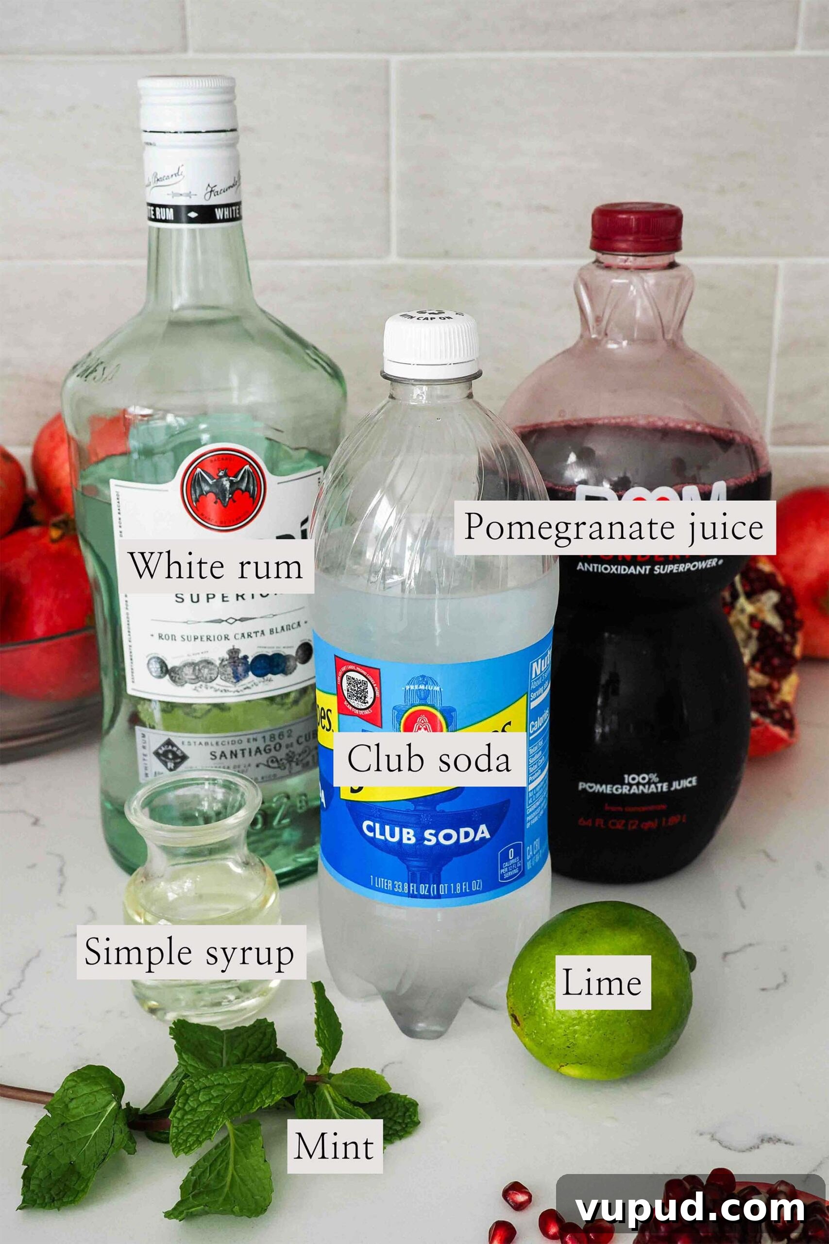 Pomegranate Mojito Recipe: Refreshing Sparkling Cocktail Guide 3 Ingredients needed to make pomegranate mojitos.