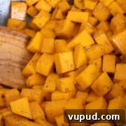 Crispy Air Fryer Butternut Squash Recipe: Quick Roasted Cubes 11 Tossed squash coated in olive oil and seasoning.