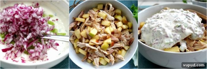 Crunchy Chicken Salad with Toasted Nuts and Honey Mustard Dressing 3 Preparing chicken salad