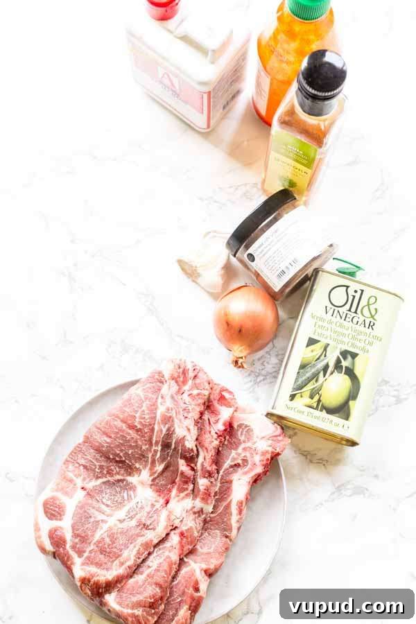 Juicy Pork Shoulder Steak in the Instant Pot: Quick Tender Recipe 2 Instant Pot pork shoulder steak ingredients.
