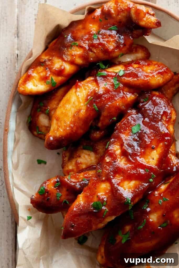 Crispy Air Fryer Chicken Tenders Without Breading 9 healthy air fryer chicken tenders coated in sugar-free bbq sauce