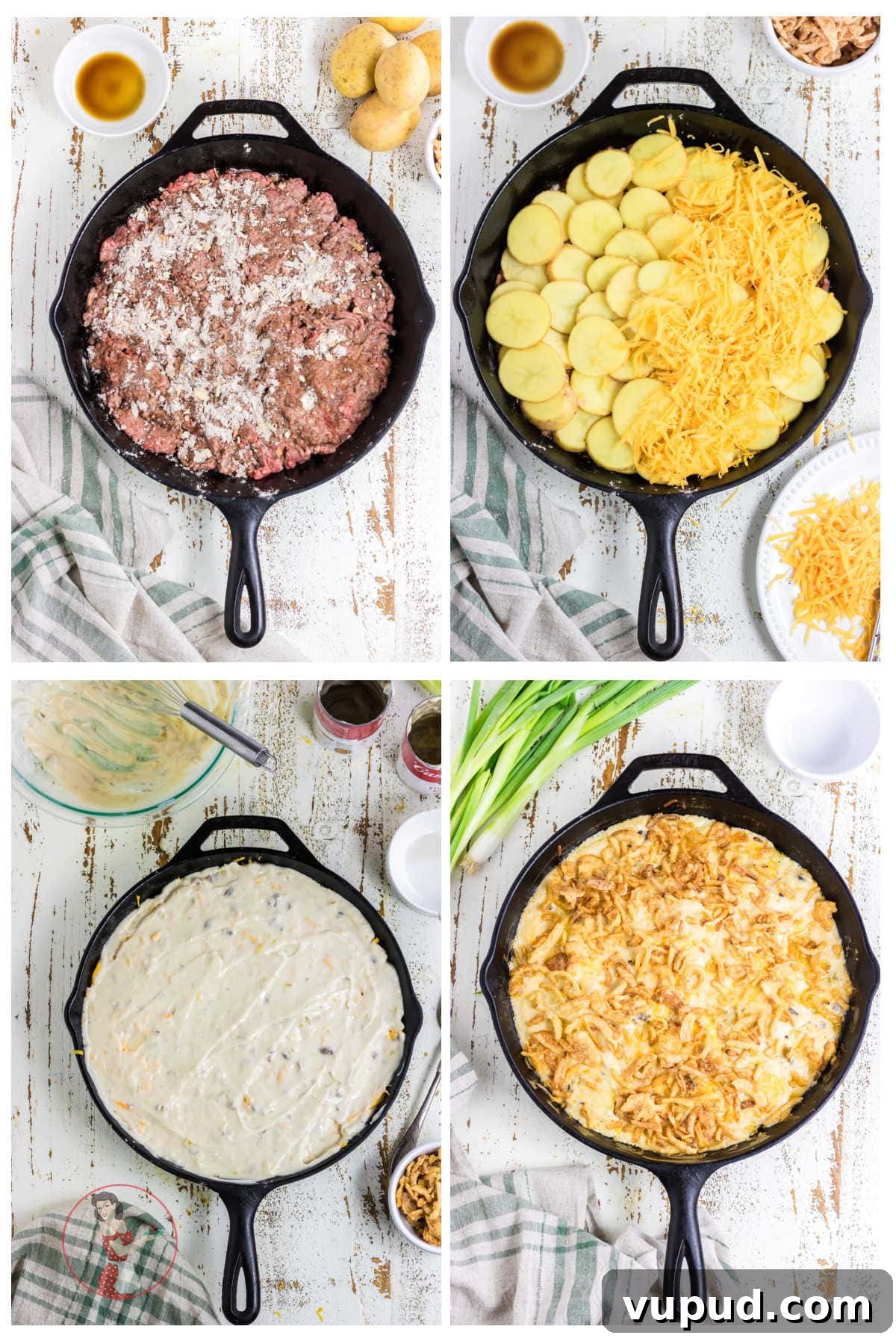 Classic Hobo Casserole Recipe for Hearty Weeknight Meals 5 Step by step images showing how to make hobo casserole.
