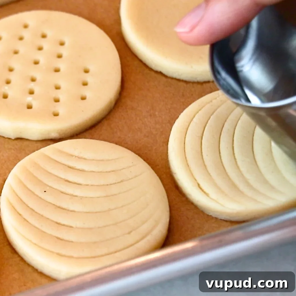 Classic Buttery Shortbread Cookies Recipe for Perfect Cookies 21 addingcurved patterns on shortbread cookie dough with a cookie cutter