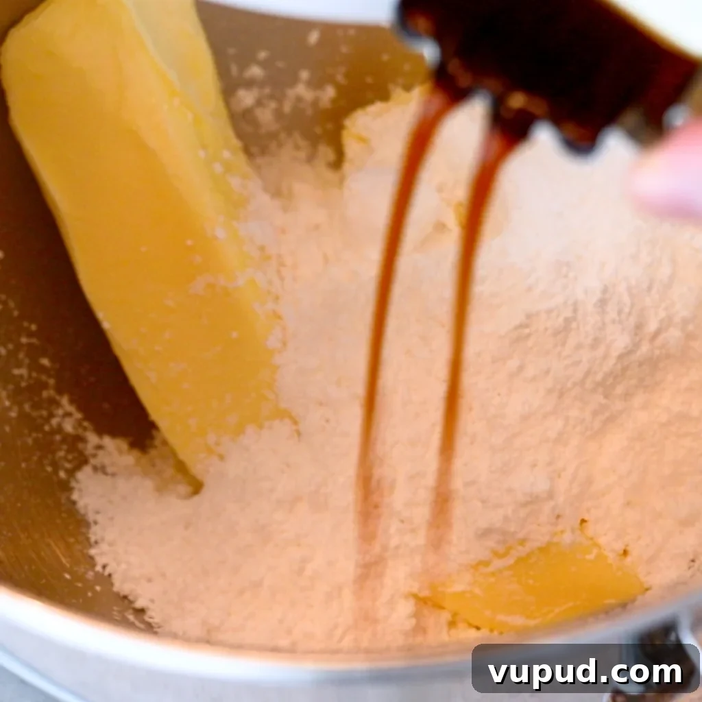 Classic Buttery Shortbread Cookies Recipe for Perfect Cookies 8 adding powdered sugar and vanilla to butter