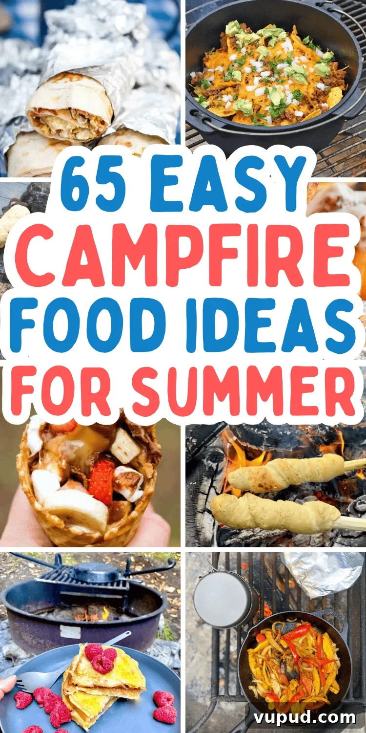 65 Creative Campfire Recipes for Simple Outdoor Cooking 5 Easy campfire food ideas! The best easy camping meals and fun bonfire food ideas like snacks, dinner, breakfast, and desserts for your camping meal plan.
