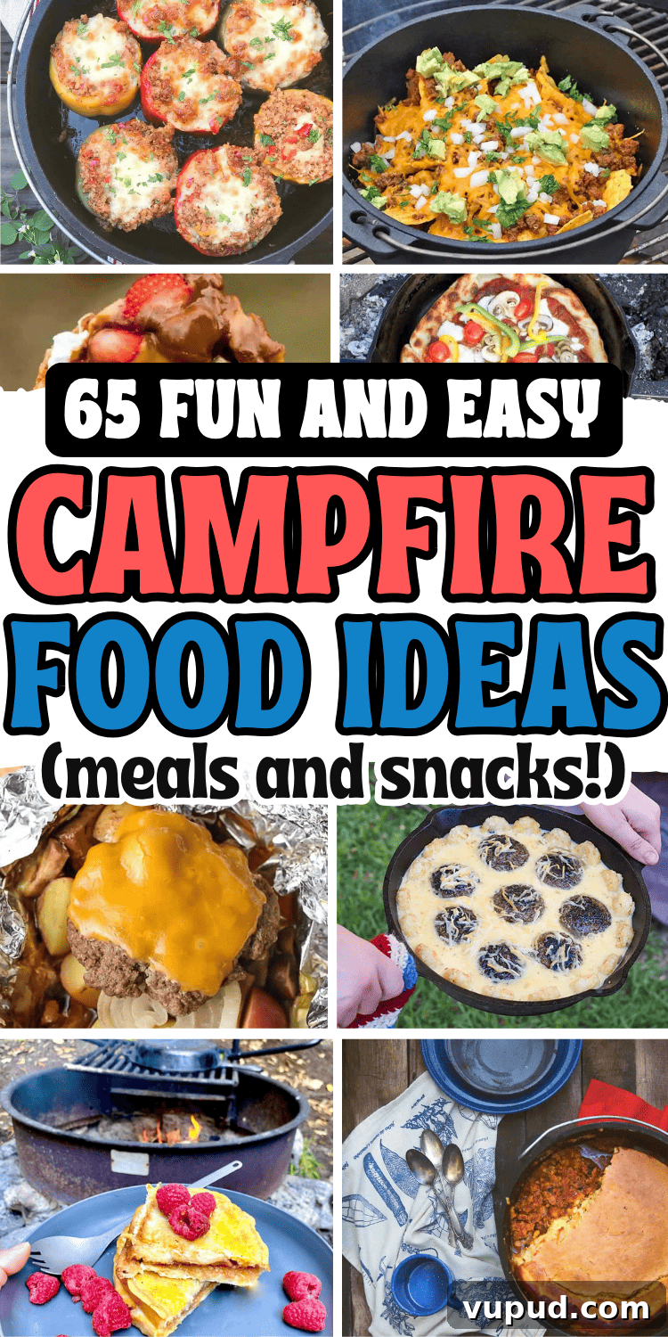65 Creative Campfire Recipes for Simple Outdoor Cooking 8 Easy campfire food ideas! The best easy camping meals and fun bonfire food ideas like snacks, dinner, breakfast, and desserts for your camping meal plan.