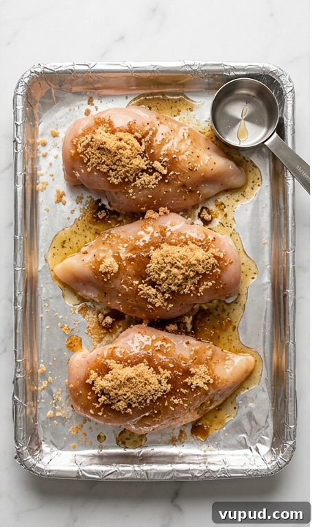 Family-Friendly 3-Ingredient Brown Sugar Italian Chicken Recipe 3 Chicken with brown sugar and dressing before baking