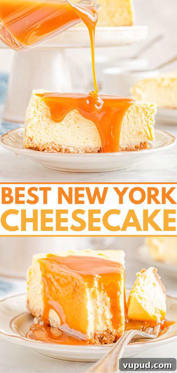 Classic New York Cheesecake Recipe: Creamy Oven-Baked Slice 24 Best New York Cheesecake Pinterest image.