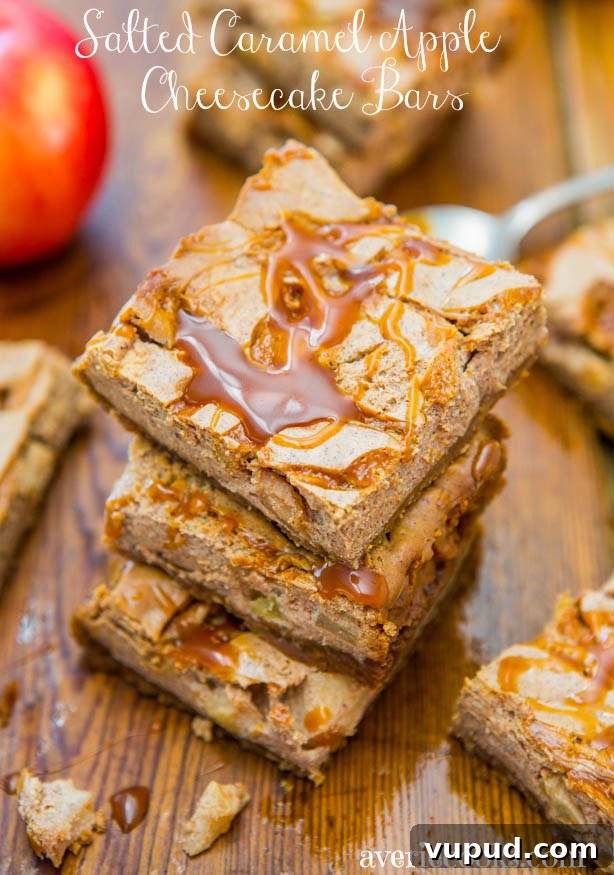 Classic New York Cheesecake Recipe: Creamy Oven-Baked Slice 36 Salted Caramel Apple Cheesecake Bars.