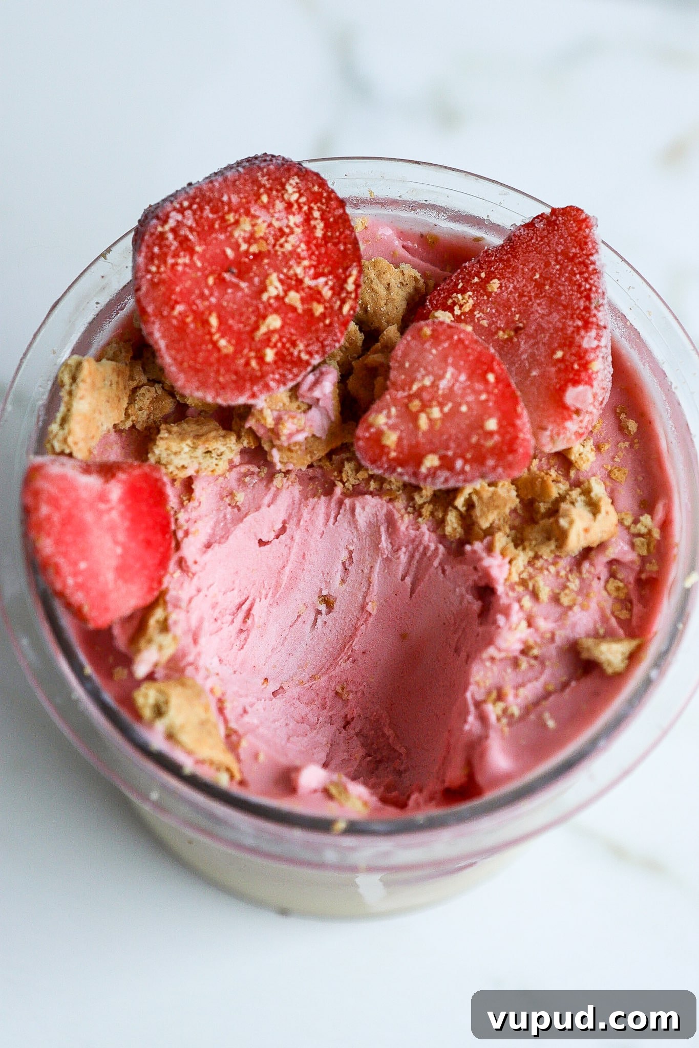 Strawberry Cheesecake Protein Ice Cream Recipe (Ninja Creami) 4 strawberry cheesecake homemade ice cream